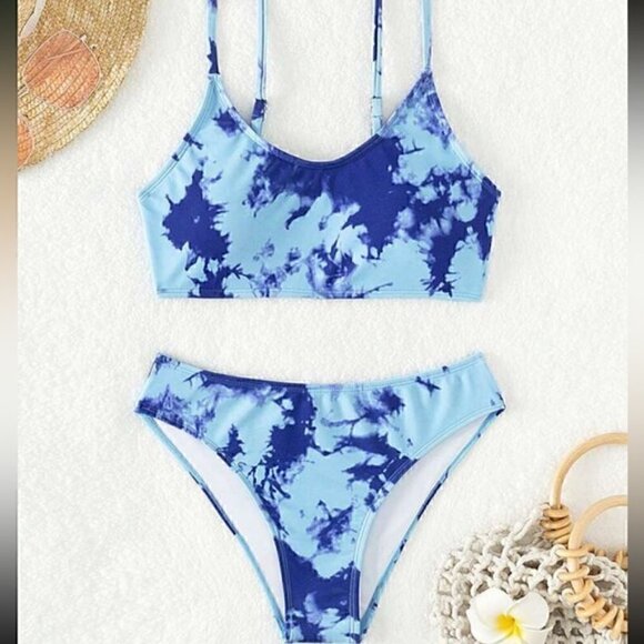 Boho tie Dye high waisted Bikini Swim Beach - Picture 4 of 5